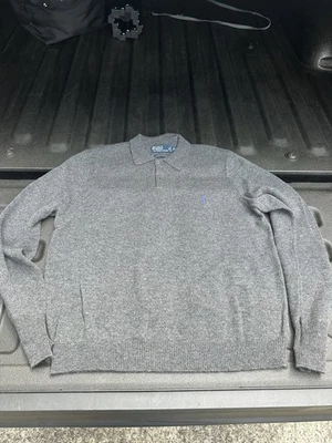 De colección Polo Ralph Lauren Hombres XL Gris Tejido Suéter Lana Chal Cárdigan Johnny Foto 1 de 4