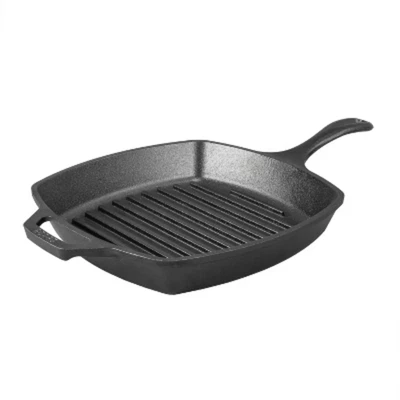 Lodge 10.5" Cast Iron Square Grill Pan: Preseasoned, Even-Heating, Induction