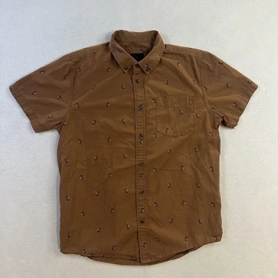 Prana Shirt Camp Button Down Broderick Shirt Brown AOP Pocket Mens M M11170310 - Image 1 of 4