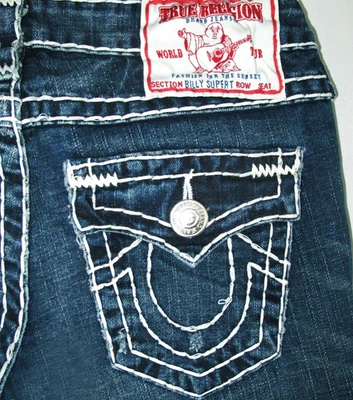 HOT USA Women's TRUE RELIGION @ BILLY SUPER T STRAIGHT DARK STRETCH Jeans 28 x33 - Image 1 of 4