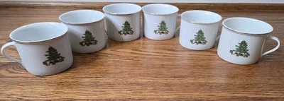 Juego de 6 tazas de café Holiday Hostess tazas de té árbol de Navidad acebo borde dorado Foto 1 de 4
