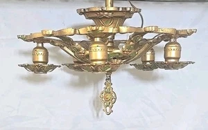 SELTENER ANTIKER JUGENDSTIL LAPCO GUSSEISEN 💡LEUCHTER💡 IN TOP ZUSTAND! - Bild 1 von 14
