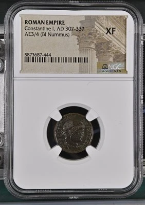 307-337 AD Roman EmpireAE3/4 (BI Nummus) Constantine I NGC XF - Image 1 of 2