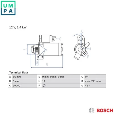 STARTER 0 986 024 980 FOR BMW 1/5/F0/3/F3/F2/F20 N47D20C/D B47D20A/B 2.0L 4cyl - Image 1 of 4