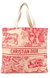 Christian Dior Exclusive ‘Dioriviera’ Pink & Ivory Large Straw Tote Bag New - Picture 1 of 7