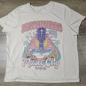 Zoe + Liv Damen Kurzarm hellbraun T-Shirt Nashville Music City USA Größe XXL - Bild 1 von 5