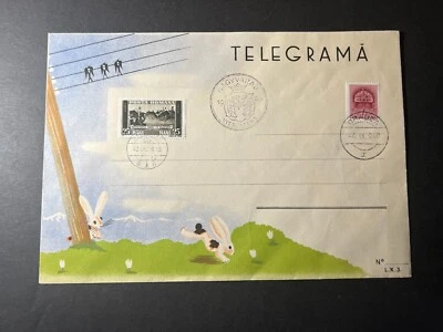 1940 Hungría Telegram Cubierta Nagyvarad Visszatert Dradea Conejo Pájaro Línea Telefónica Foto 1 de 2