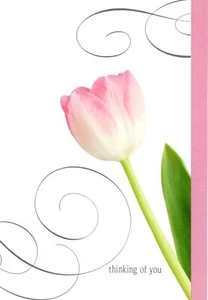 With Deep Sympathy Loss Pink Tulip Tulips Botanical Flowers Hallmark Card - Picture 1 of 3
