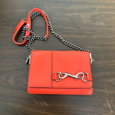 Bolso Bandolera Rebecca Minkoff Cuero Rojo Cadena y Correa de Cuero Gunmetal Foto 1 de 4