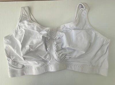 Cotton Back-Close Wireless Bra By Comfort Choice white 42DD - Image 1 of 4