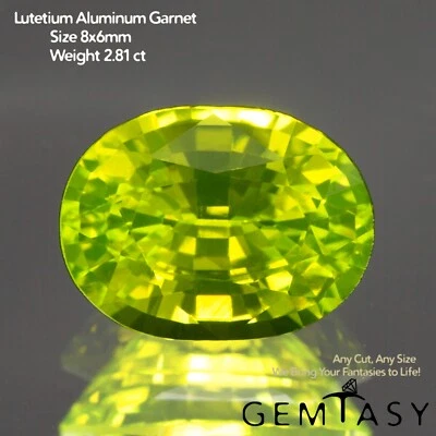 Cut stone - LuAG Neon Czochralski (Pulled) lab grown, facet 8x6mm 2.64-2.92ct - Image 1 of 4