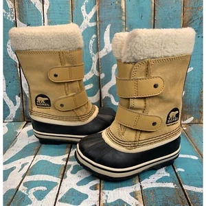 Sorel Caribou Pac Strap Tan Waterproof Winter Snow Boots Shoes NC1876 Kids 8 - Picture 1 of 8