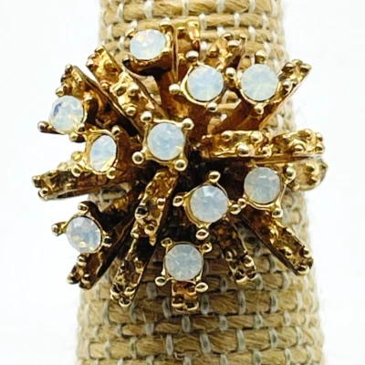 Anillo de cóctel vintage tono dorado aurora boreal racimo galaxia meñique años 70 Foto 1 de 4