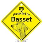 Protected by Basset Hound Dog Window Sign Made in USA