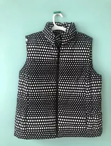Talbots Petites Polka Dot Quilted Vest Puffer Outerwear Women’s L - Picture 1 of 5
