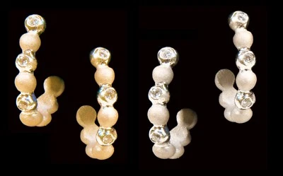 NEW: Huggie Hoop Earrings- Sterling Silver with Diamond Dots. 18K Gold Plate OK - Image 1 of 4