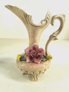 Vaso/brocca fiori vintage in porcellana italiana Capodimonte con piedi - Foto 1 di 10