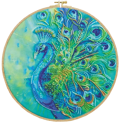 ABRIS ART DIY Bead Embroidery Kit Royal Peacock Beaded stitching needlepoint beadwork