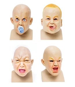 Máscara de goma para bebé adulto bebé bebé enojado maniquí bebé disfraz accesorios - Imagen 1 de 4
