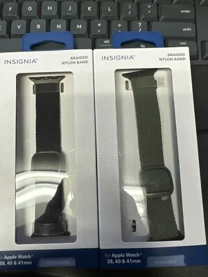 Lote 2 Insignias Trenzadas Nylon Apple Watch Correa 41mm 40mm 38mm 9 8 7 6 5 Negro Oli Foto 1 de 4
