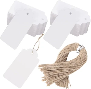 Sallyfashion 100PCS Kraft Paper Tags, 2X4 Inches White Gift Tag Craft Hang Tags - Picture 1 of 12