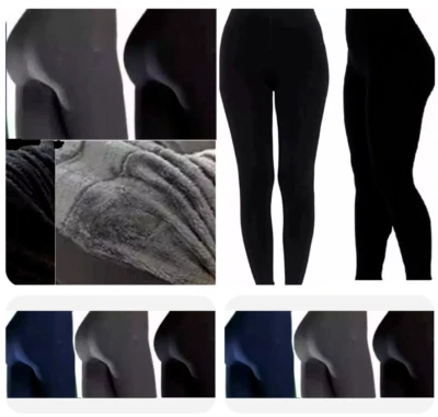 Ladies Leggings Thermal Waist Warm Extra Thick Fleece Fitness Trousers - Image 1 of 4