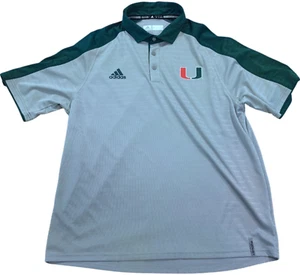 Miami Hurricanes Polo Shirt Men's XL Gray adidas Climalite NCAA Football Sports - Picture 1 of 7