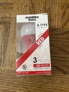 LED A Type Color Red 3W Light Bulb Medium E26 Base Sunlite 80148-SU-NEW-SHIP 24 - Picture 1 of 5