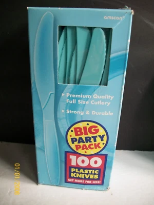 Amscan Big Party Pack 100 cuchillos de plástico duraderos azul oscuro lavables Foto 1 de 2