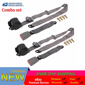 2 Sets for Retractable 3-Point Safety Seat Belt Straps Car Adjustable Belt Kit - Picture 1 of 10