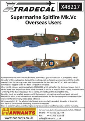 Xtradecal 48217 1:48 Supermarine Spitfire Mk.Vc Overseas Users - Image 1 of 4