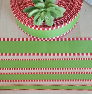 3/8, 5/8, 7/8 & 1.5" (1 YD) Green Grosgrain Ribbon Grinch Christmas Hair Bow - Picture 1 of 1