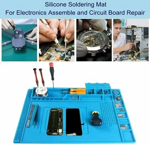 DESKTOP RUBBER ESD ANTI-STATIC HI-TEMP GROUNDING MAT FOR ELECTRONICS REPAIR - Picture 1 of 6