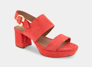 Comfortable Women's Platform Sandals in Coral Suede - Style: Camera - Picture 1 of 5