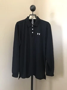 Pulóver polo Under Armour para hombre M Med ajuste suelto negro manga larga logotipo secado rápido - Imagen 1 de 6