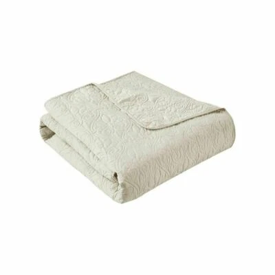 Madison Park Luxury Ivory Oversized Quilted Throw Blanket NIP - Image 1 of 2
