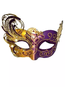 Lila Gold Venezianische Maskerade Karneval Maske Gold Applikation Schmuck - Bild 1 von 5