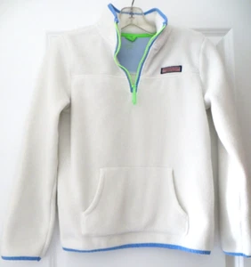 VINEYARD VINES Girls FLEECE 1/4 ZIP Pullover White Sherpa Sweater L Large - Picture 1 of 9