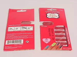 VIVACI NAIL STRIPS STICKER-N-GO EASY NAILS EASY 16 PUNTE #D231 #41001 GLITTER ROSSO - Foto 1 di 3