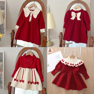 Girls' Korean Style Knitted Princess Dress Children Baby Sweater Princess Dress - Picture 1 of 13