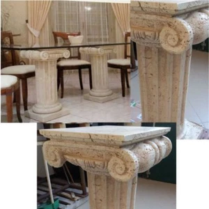 2 COLONNE COLONNA IONICO EFFETTO TRAVERTINO MARMO TAVOLO SALOTTO CUCINA ARREDO - Foto 1 di 5