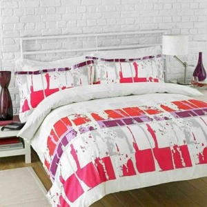 Juego de edredón de cama Buckingham rico en algodón - individual - blanco y fucsia - Imagen 1 de 1
