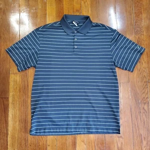 Nike Golf Polo Shirt Mens Large Dark Gray Striped Short Sleeve Swoosh Fit Dry - Picture 1 of 9