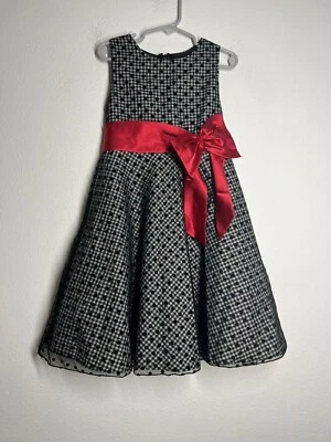 Vestido Samantha Says Niñas Negro Encaje Rojo Lazo Talla 5 Usado en Excelente Condición Forrado en Capas Foto 1 de 4