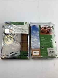 John Deere Collection Traditional Tractor and Plaid Pillow Sham Lot Of 2 NEW - Picture 1 of 3