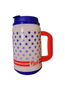 NEW Victoria's Secret PINK American Red White Blue Traveling Mug Whirley USA - Picture 1 of 6