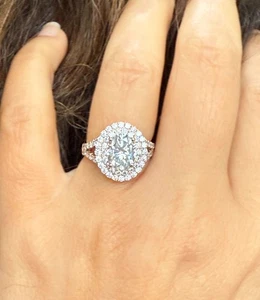 IGI Certified 14k Solid Rose Gold Oval Cut Diamond Engagement Ring Halo 2.80ctw - Picture 1 of 12