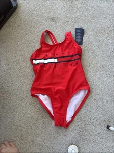  Girls, Tommy Hilfiger Red One Piece Bathing Suit Size Small/7 - Picture 1 of 2