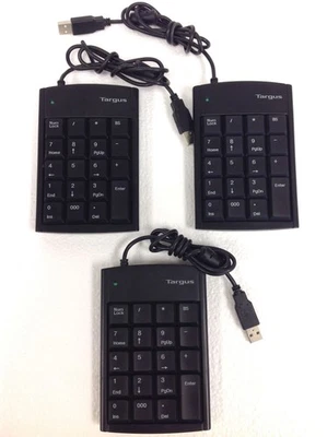 Lot of 3 Targus PAUK10U Numeric Keyboard w/USB Cable WORKING FREE SHIPPING - Image 1 of 4