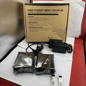 10/100/1000Mbps Single Mode 1&4 RJ45 Ethernet to Fiber Optic Media Converter - Picture 1 of 11